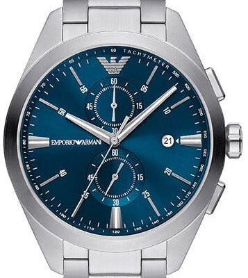 Emporio Armani Claudio Chronograph Blue Dial Silver Steel Strap Watch For Men - AR11541
